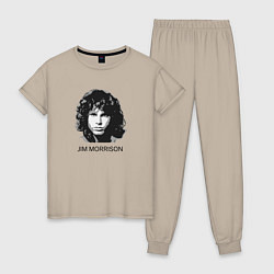 Пижама хлопковая женская Tribute to Jim Morrison two, цвет: миндальный