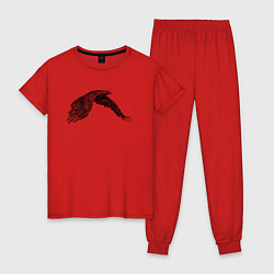 Пижама хлопковая женская Орёл в полёте, цвет: красный