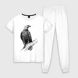 Пижама хлопковая женская Орёл на ветке, цвет: белый