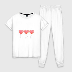 Пижама хлопковая женская Сердечки - символ любви, цвет: белый
