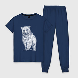 Пижама хлопковая женская Медведь на горе, цвет: тёмно-синий