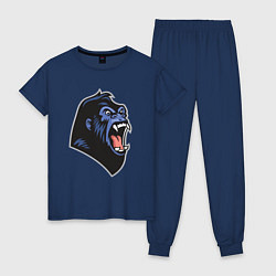 Пижама хлопковая женская Крик гориллы, цвет: тёмно-синий