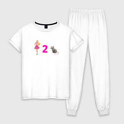 Пижама хлопковая женская Барби и крыса, цвет: белый