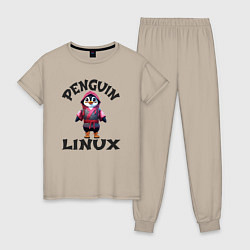 Женская пижама Система линукс пингвин в кимоно
