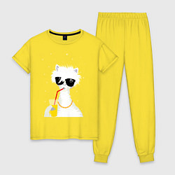 Женская пижама Лама - альпака с бокалом