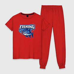 Пижама хлопковая женская Fishing style, цвет: красный