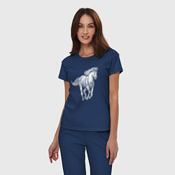 Пижама хлопковая женская Белая лошадь скачет, цвет: тёмно-синий — фото 2