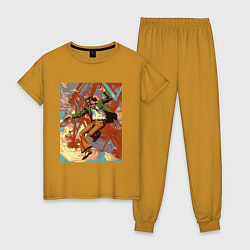 Пижама хлопковая женская Disco elysium, цвет: горчичный
