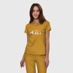 Пижама хлопковая женская One life one love wite, цвет: горчичный — фото 2
