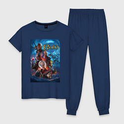 Пижама хлопковая женская Все лысые - Baldurs Gate 3, цвет: тёмно-синий