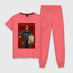 Пижама хлопковая женская Postal - petition, цвет: коралловый