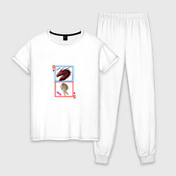 Пижама хлопковая женская Игральная карта дракон 2024 кролик 2023, цвет: белый