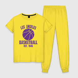 Пижама хлопковая женская Basketball Los Angeles, цвет: желтый