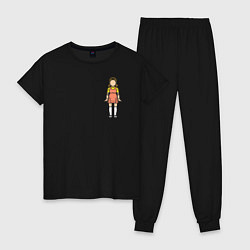 Пижама хлопковая женская Кукла из Игры кальмара, цвет: черный