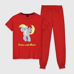 Пижама хлопковая женская Весёлая Дерпи из My little Pony, цвет: красный