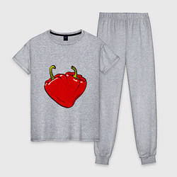 Пижама хлопковая женская Сердце из красных перцев как символ любви к еде, цвет: меланж
