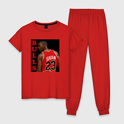 Пижама хлопковая женская Bulls Jordan, цвет: красный