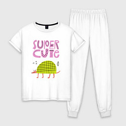 Пижама хлопковая женская Super cute, цвет: белый