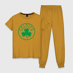 Пижама хлопковая женская Boston Celtics clover, цвет: горчичный