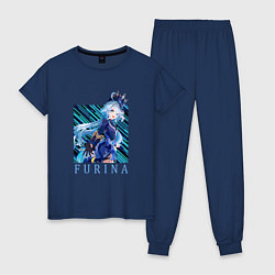 Пижама хлопковая женская Фурина гидро, цвет: тёмно-синий