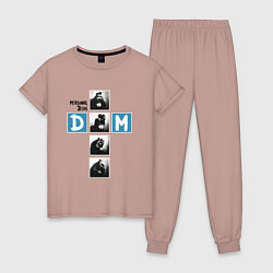 Пижама хлопковая женская Depeche Mode - Personal Jesus cross, цвет: пыльно-розовый