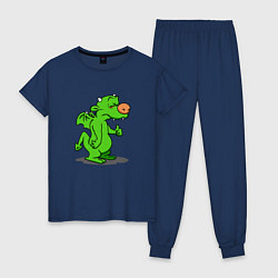 Пижама хлопковая женская Просто дракон 2024, цвет: тёмно-синий