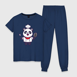 Пижама хлопковая женская Повар панда, цвет: тёмно-синий