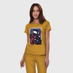 Пижама хлопковая женская ТВ Мен со Спикерменом и Камераменом, цвет: горчичный — фото 2