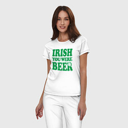 Пижама хлопковая женская Irish you were beer, цвет: белый — фото 2