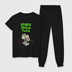 Пижама хлопковая женская Spider skibidi tualet, цвет: черный