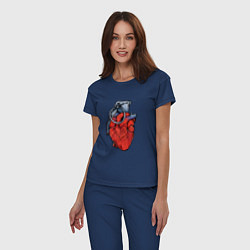Пижама хлопковая женская Граната сердце, цвет: тёмно-синий — фото 2