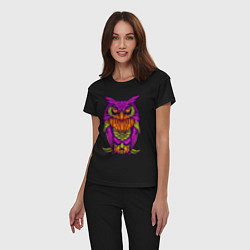 Пижама хлопковая женская Purple owl, цвет: черный — фото 2