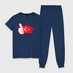 Пижама хлопковая женская Турецкий лайк, цвет: тёмно-синий
