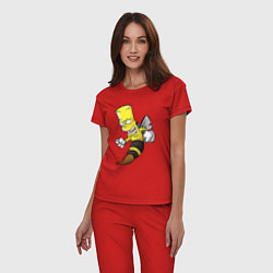 Пижама хлопковая женская Барт Симпсон шершень - перевоплощение, цвет: красный — фото 2