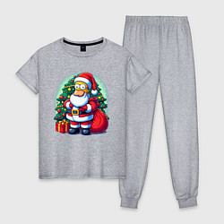 Пижама хлопковая женская Santa Simpson - ai art, цвет: меланж