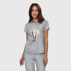 Пижама хлопковая женская Слон в геометрическом стиле, цвет: меланж — фото 2