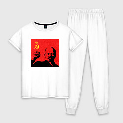 Пижама хлопковая женская Lenin in red, цвет: белый