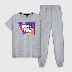 Пижама хлопковая женская GTA 6 logo, цвет: меланж
