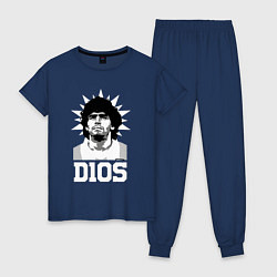 Пижама хлопковая женская Dios Diego Maradona, цвет: тёмно-синий