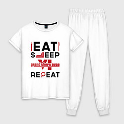 Женская пижама Надпись: eat sleep GTA6 repeat