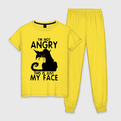 Пижама хлопковая женская I am not angry cat, цвет: желтый