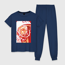 Пижама хлопковая женская Gagarin in red, цвет: тёмно-синий