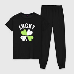 Пижама хлопковая женская Lucky day, цвет: черный