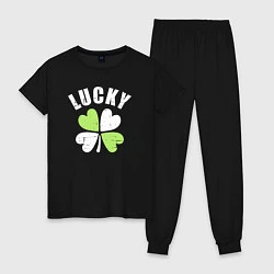 Пижама хлопковая женская Lucky day, цвет: черный