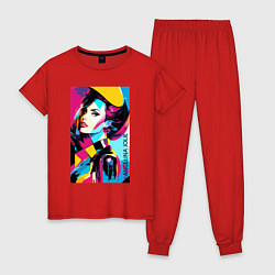 Пижама хлопковая женская Angelina Jolie - pop art, цвет: красный