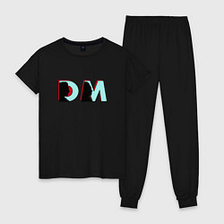 Пижама хлопковая женская Depeche Mode - DM logo, цвет: черный