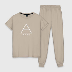 Пижама хлопковая женская 30 Seconds to mars логотип треугольник, цвет: миндальный