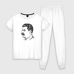 Пижама хлопковая женская Сталин в профиль, цвет: белый