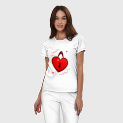 Пижама хлопковая женская Сердце замок, цвет: белый — фото 2