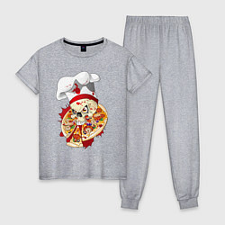 Пижама хлопковая женская Bloody pizza, цвет: меланж
